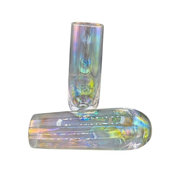 Rainbow Iridescent Stemless Champagne Glass set of 2 - 6 1/2" tall - Picture 4 of 9